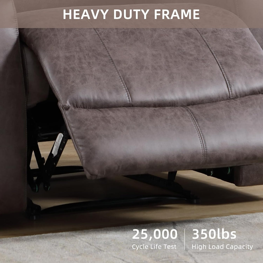 Leather Recliner Chair, Manual Recliner Chair for Adults with Overstuffed Arms and Back, Single Sofa Recliner with