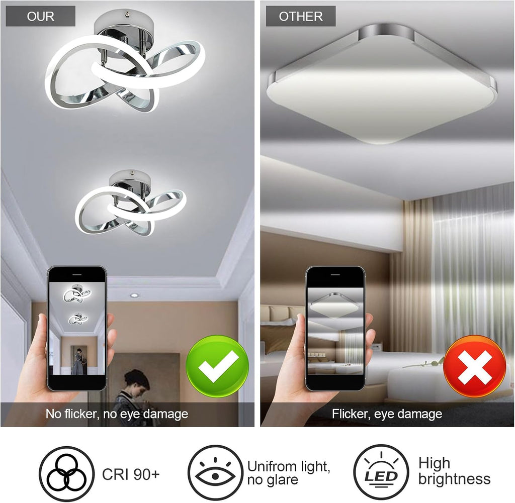 Hallway Light Acrylic Modern LED Ceiling Light Fixtures Cool White 6000K Close to Ceiling Lights Bathroom Kitchen