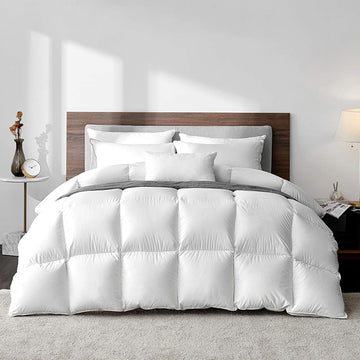 Highland Feather Hungarian White Goose Down Comforter 750 Super Fill Power Fluffy 500 Thread Count Duvet Insert