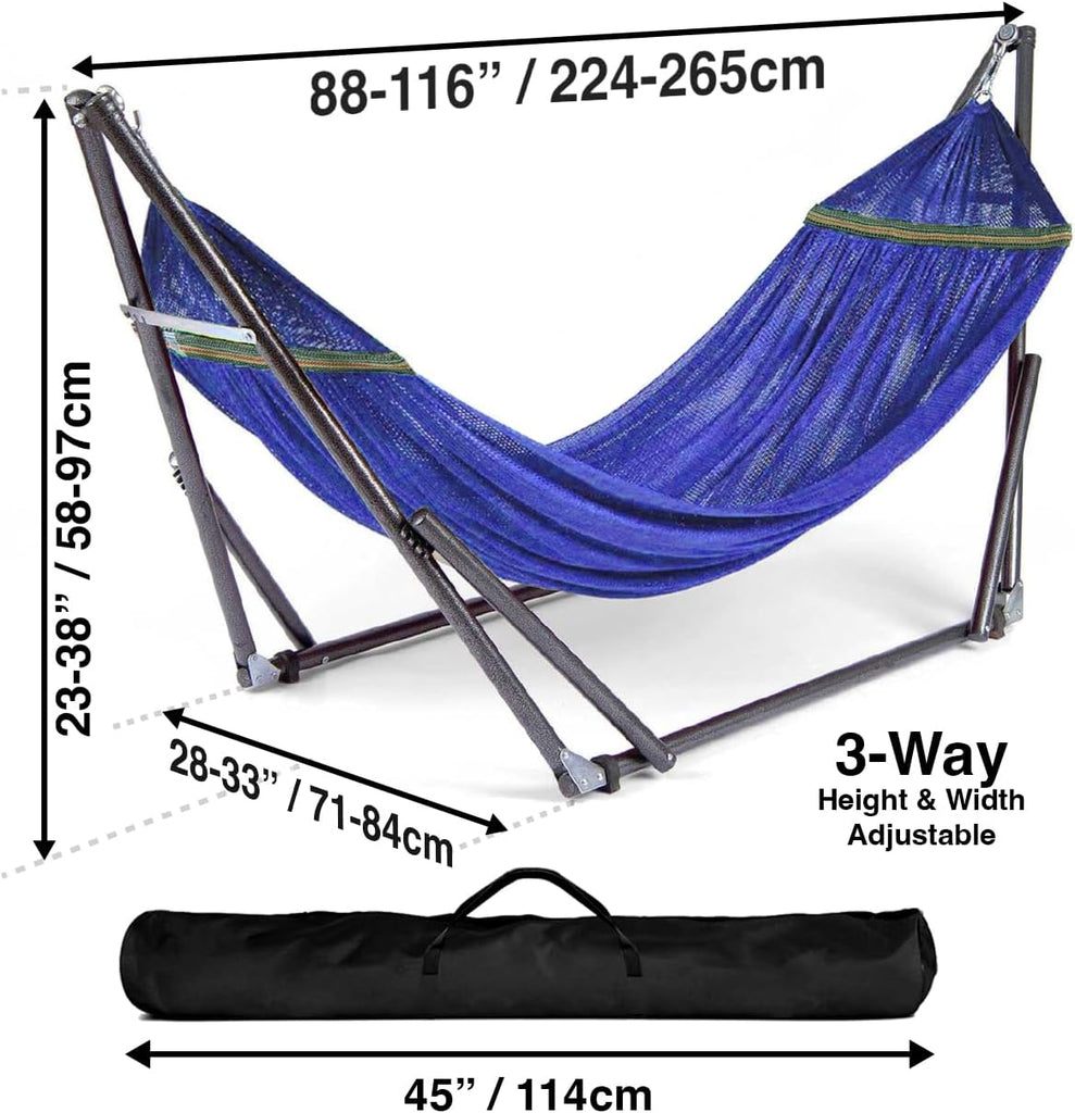 Home Fashion Portable Hammock with Collapsible Steel Stand, 450 lbs Capacity, No Tools Assembly, Carrying Bag