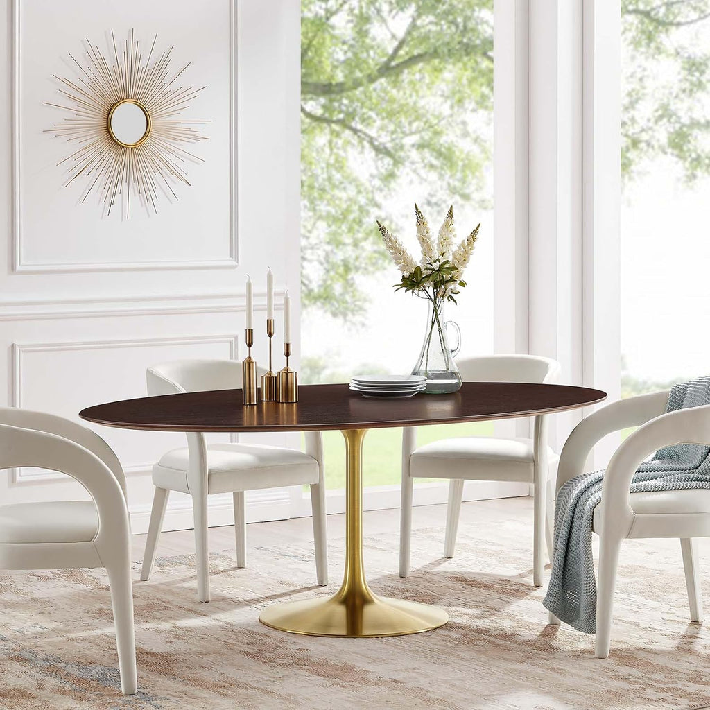 Lippa Dining Table, 78", Gold Cherry Walnut