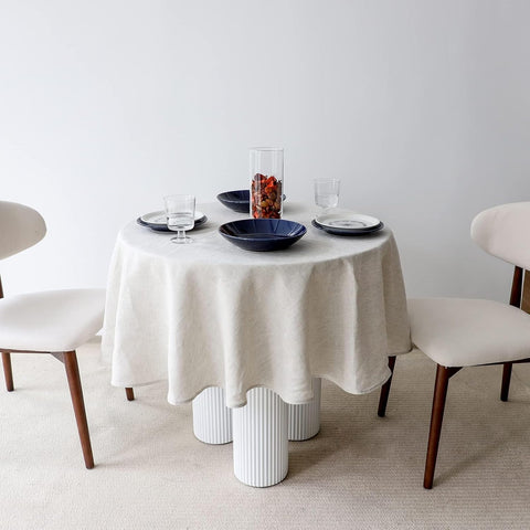 Textured Tablecloth 100% Linen Table Cloth, Kitchen Dinning Tabletop Decoration and Indoor Use (Roun
