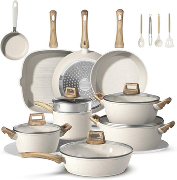 25Pcs Pots and Pans Set Non Stick, Titanium-Reinforced Ceramic Cookware Set Non Stick, Non Toxic PFAS-Free Induction
