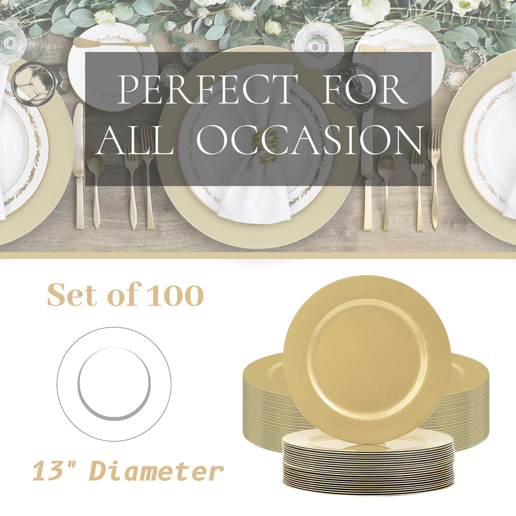 Bulk 100, Round Plate Charger for Dinner Plates