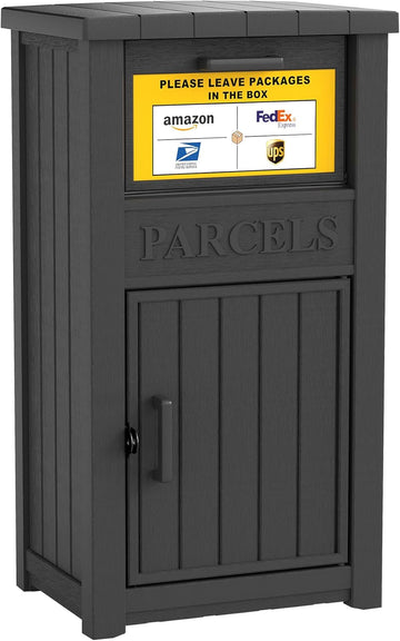 Package Delivery Box with Sign, Large Lockable & Weatherproof Anti-Theft Parcel Drop Box Storage