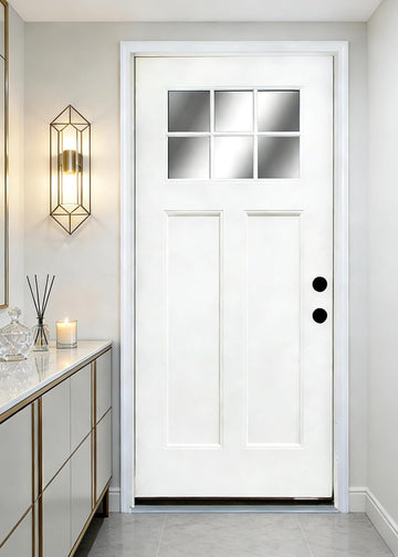 Modern 36 x 80 Fiberglass Entry Door with Low-E Glass, 6-Lite Front Door for Home, Pre-Hung Fiberglass Door System