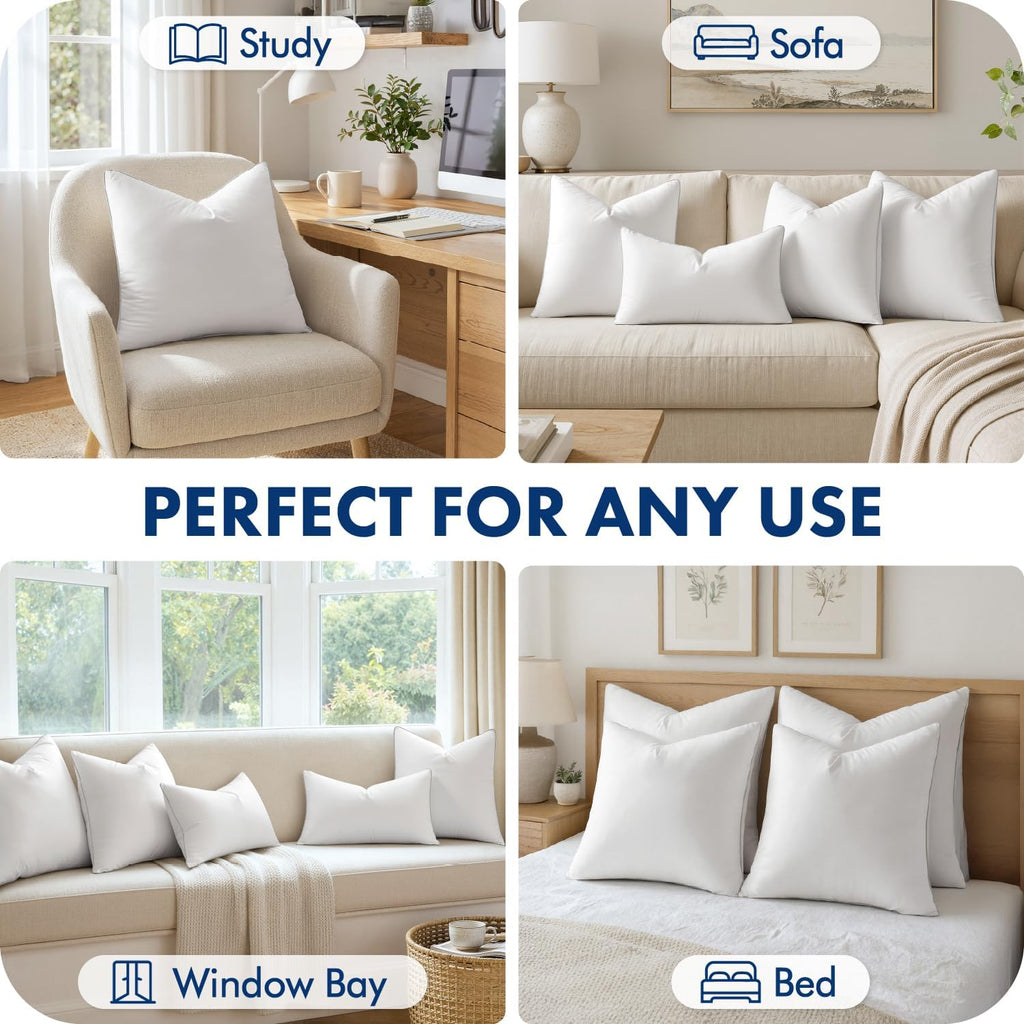20x20 Inch Pillow Inserts with 100% Cotton Cover - Set of 2