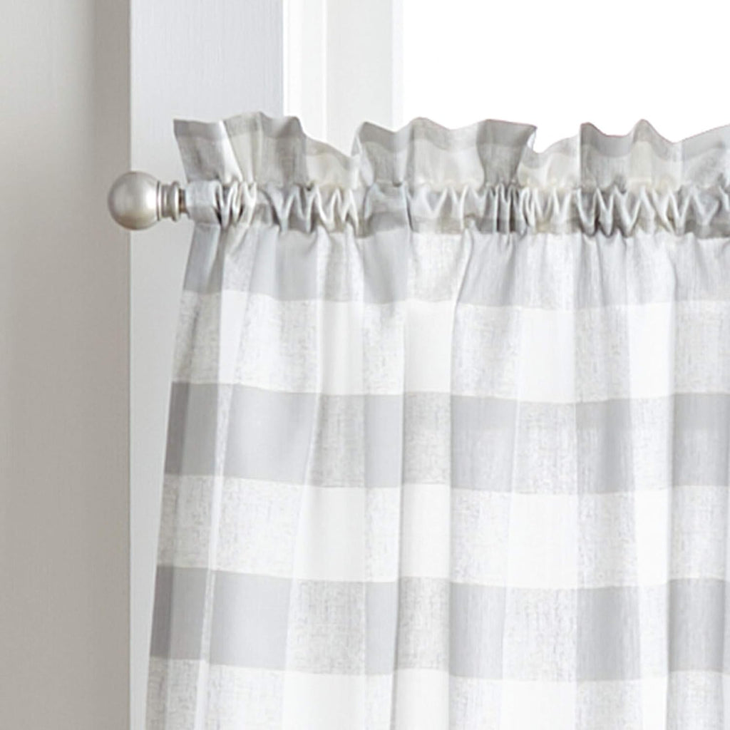 Country Modern Rustic Farmhouse Buffalo Check Kitchen Curtains Window Valance and Cafe Tiers, 3-Piece Set, 36-inch