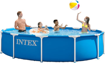28210EP Metal Frame 12 ft x 30 in Above Ground Pool, Round Swimming Pool with Steel Frame, Pump Not Included