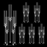 6 Set 26.8'' Tall Acrylic Candelabra Centerpieces,Clear 5 Arms Candlesticks Holder with Acrylic Shade for Candlelight