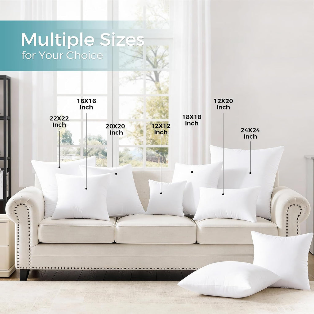 22x22 Throw Pillow Inserts Set of 1 - Supportive & Fluffy Down Alternative Pillow Forms for Couch, Sofa & Bed, Indoor