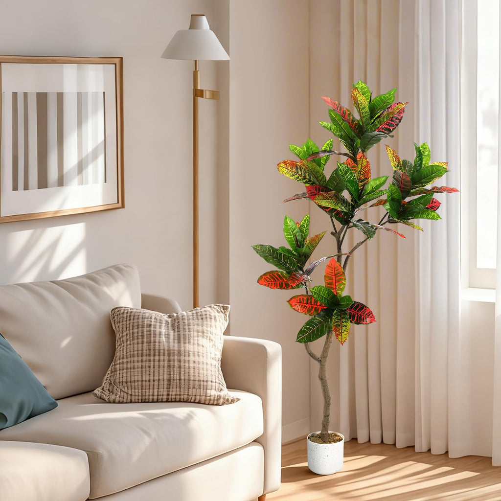 5ft Fiddle Fig Artificial Tree with Planter Pot, Artificial Fiddle Fig Tree for Indoor and Outdoor Home Office Decor