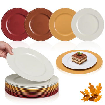 12 Pcs Thanksgiving Charger Plates with Beaded Rim 13 Inch