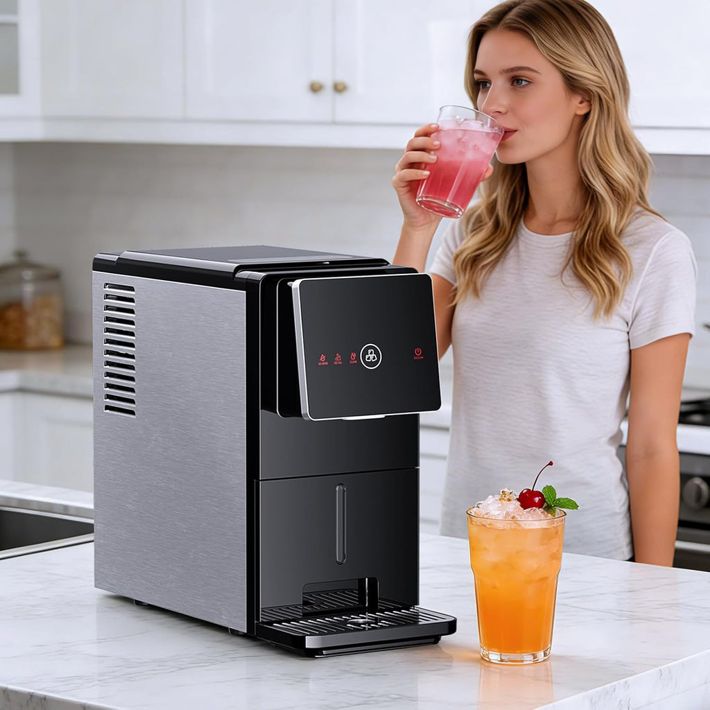 Countertop Nugget Ice Maker, 33 Lbs/24H Automatic Ice Dispenser, Self-Cleaning Portable Ice Machine, 1.8L Water Tank