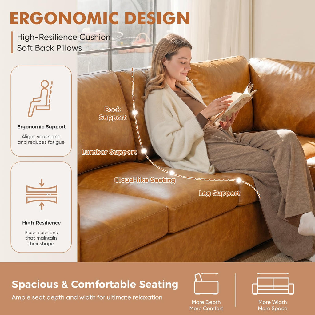 Oversized Modular V Shaped Sectional Couches, 7 Seater Comfy Sofa with Wide Armrest, Thick Spring Cushions, Luxury