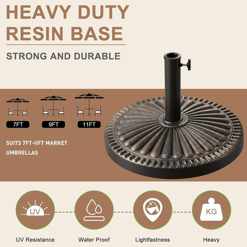 40 lb Round Heavy Duty Patio Market Table Umbrella Base Stand Weight Bronze