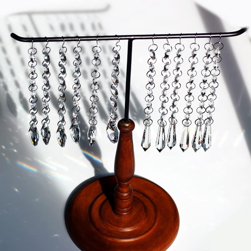 Teardrop Crystals Garland 12 Strands, Hanging Chandelier Crystals Clear - 38mm/55mm Glass Beads Chain for Decoration