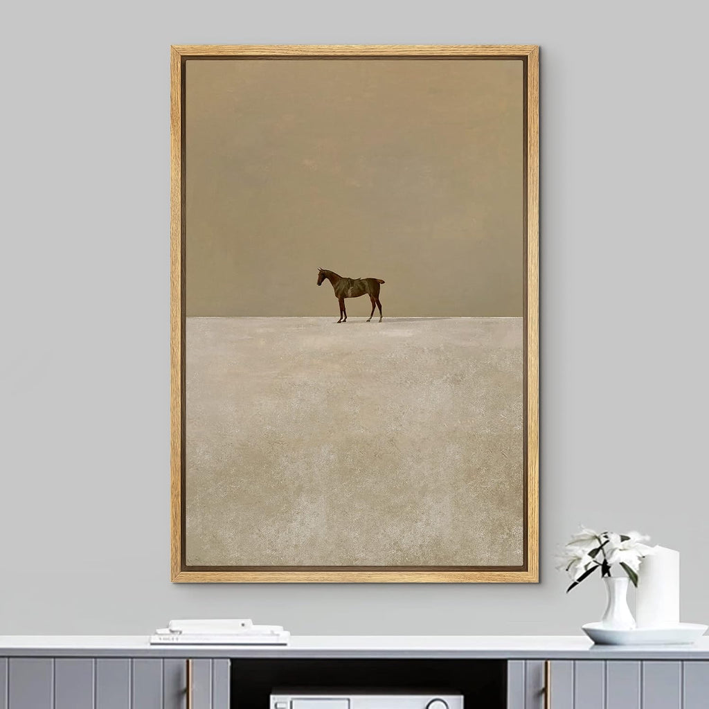 Framed Canvas Print Wall Art Girls Bedroom Decor Trendy Horse Portrait Posters Animals Illustrations Modern Art