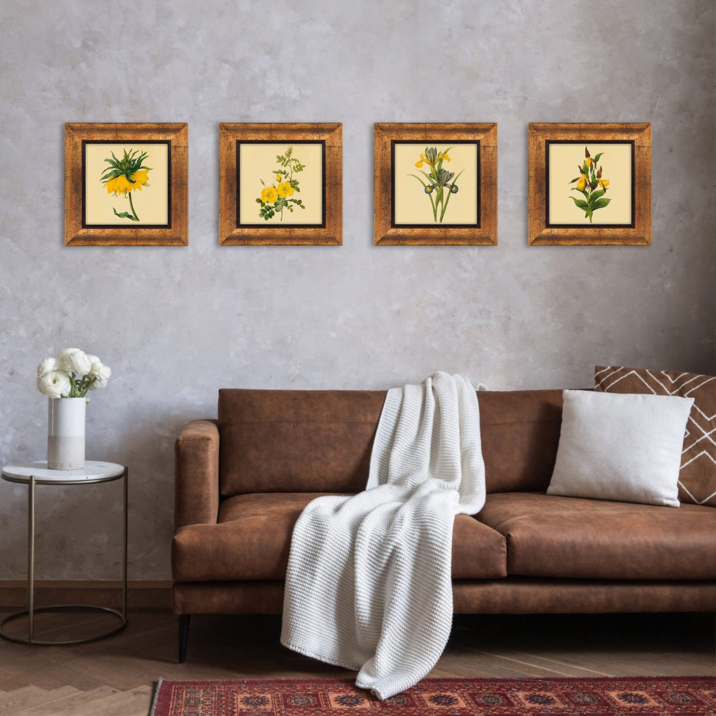 5x5 Picture Frames Set of 4, Rustic Retro Photo Frame(Gold)