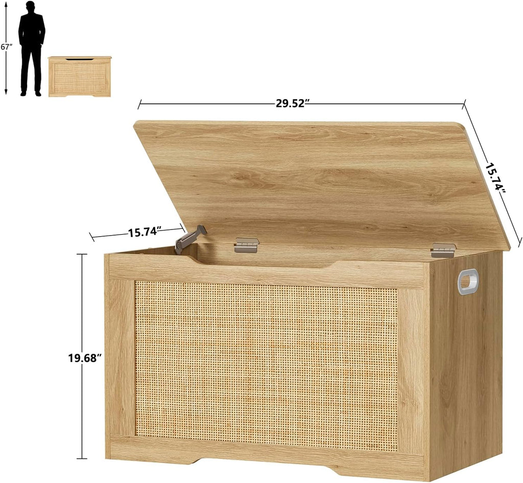 29.5" Storage Chest, Storage Bench with Storage, Toy Box with 2 Safety Hinges, Toy Chest , Shoe Bench, Supports 220