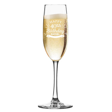 Custom Etched Happy 30th 40th 50th 60th Birthday Champagne Flute, Wine, Stemless, Pilsner Beer, Shot Glass (6 oz