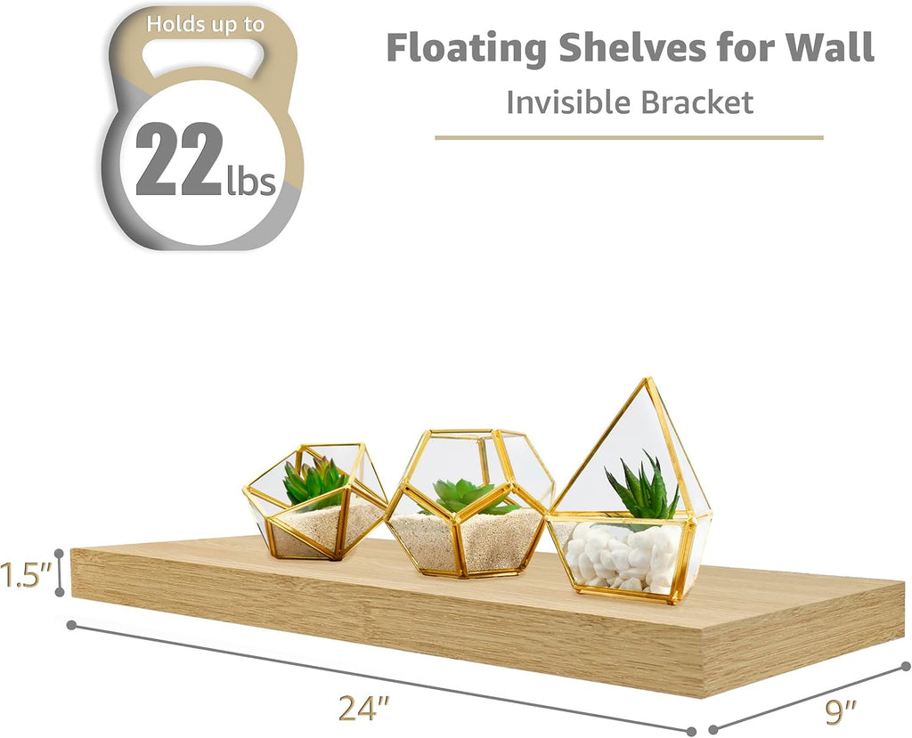 Floating Shelves for Wall - 24" Bathroom Shelves, Wall Decor Decor & Book Storage - Mounted Floating Shelf with