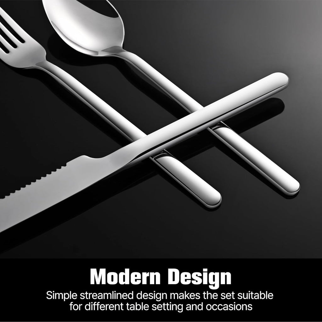 48-Piece Silverware Set with Steak Knives, Flatware Set for 8, Stainless Steel Tableware Cutlery Set