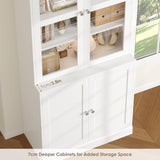 73.2" Tall Bookcase with Glass Doors, 6-Tier Book Shelf with Adjustable Shelf, Tall Bookshelf with Storage Cabinet