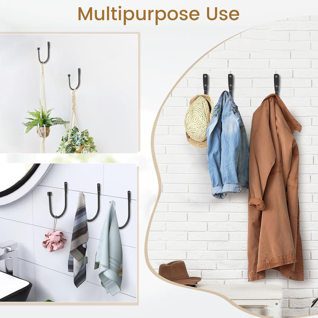 Minimalist Curtain Holdbacks 2pcs, 100% Cast Iron Solid Heavy Duty Metal Curtain Tieback Side Holders for Wall