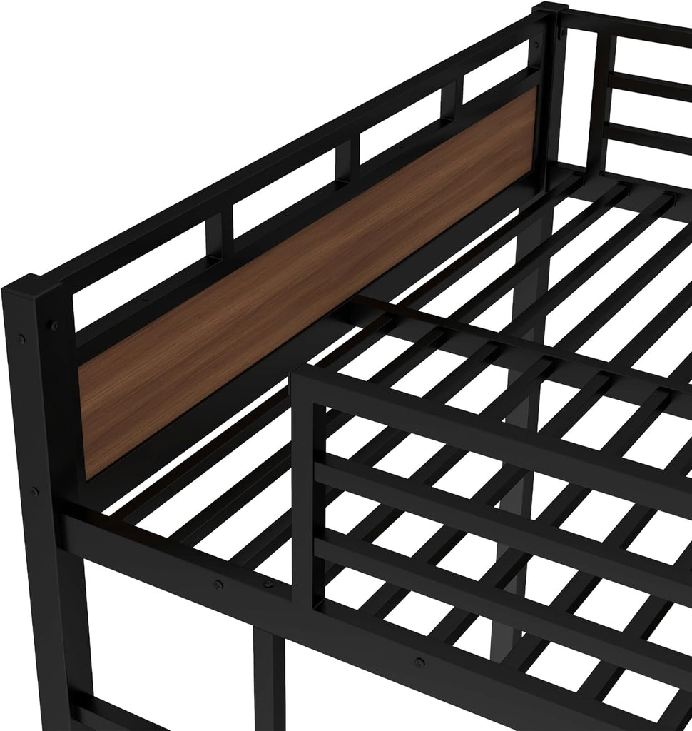 Queen Over Queen Bunk Bed with Headboard and Full Length Guardrail, Separable Bunk Bed Queen