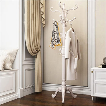 Standing Coat Rack Wood Classical Coat Rack Test Hanger Floor Coat Rack Coat Rack Freestanding (Color : White)