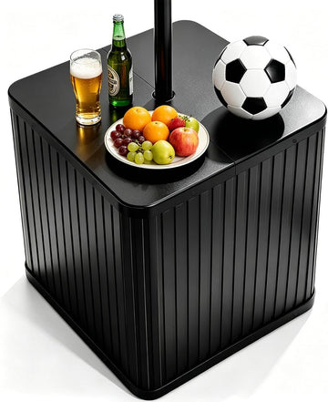 Outdoor Umbrella Side Table, 2 in 1 Outdoor Side Table with 1.5-1.6" Umbrella Hole