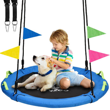 Tree Swing, Saucer Swing 40 Inch for Kids, Outdoor Swing, Blue
