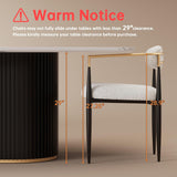 Morden Fort Modern Dining Chairs Set of 2, Upholstered Boucle Dining Chairs with Gold Arms and Black Metal Legs