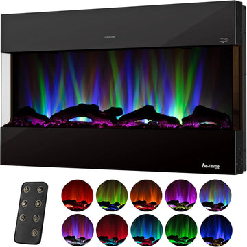 Hampshire 36-inch Wall Mount/Wall Insert LED Electric Fireplace Heater with Timer