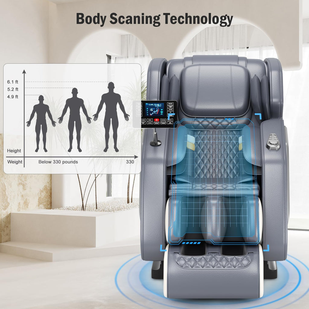Full Body Massage Chair Zero Gravity Recliner, 8 Fixed Rollers with Heating Function & Auto Mode Use