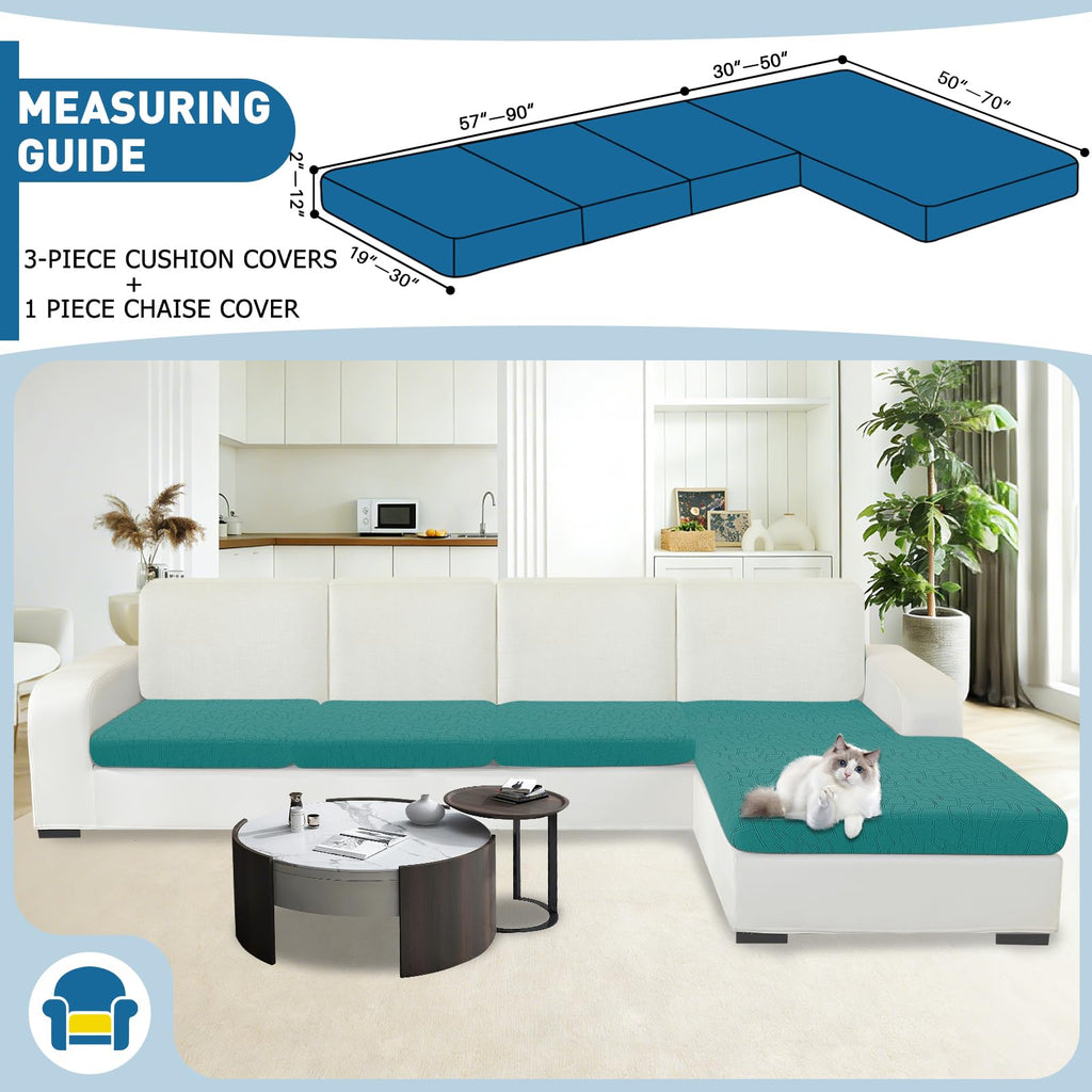 Waterproof Sectional Couch Cover 4 Pieces Stretch Couch Cushion Covers for Sectional Sofa L Shape Seat Slipcovers