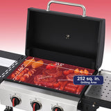 3-Burner Propane Gas Grill, 30,000 BTU BBQ Grill with Cast Iron Grates, 252 Sq. In. Cooking Area and Foldable Side Tables