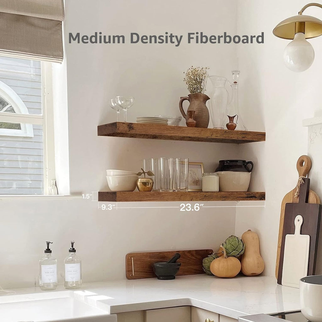 Floating Shelves for Wall 23.6" Long - Wall Mounted Shelf Bathroom Kitchen Living Room Bedroom Farmhouse Home Decor