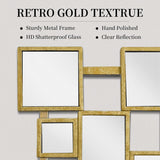 Gold Modern Wall Mirror - 45"×30" Large Metal Framed Decorative Mirror, Unique Mosaic Design Wall Mirrors Entryway