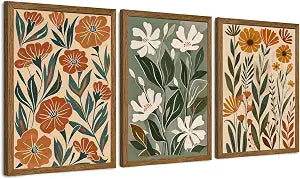 3 Pieces Boho Floral Decor Flower Market Wall Art, 12x16 Inch - Set of 3