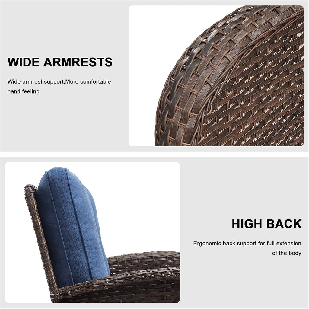 Outdoor Patio Furniture - Wicker Sofa with Removable Cushion, 3 Seater Rattan Couch with Deep Seat, High Backrest