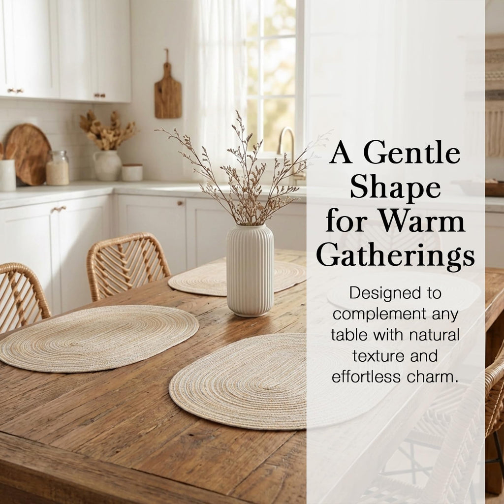 Placemats Set of 8, Woven Oval Braided Dining Table Mats(Beige)