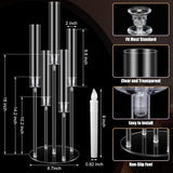 8 Sets 5 Arm Acrylic Candelabra Holder Floor Clear Candle Centerpieces with LED Candles and Shade for Proposal