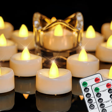 24Pcs Remote Control LED Tea Lights, 2/4/6/8H Timer, 400+Hours