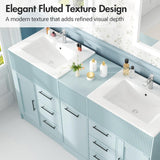 60 Inch Bathroom Vanity with Double-Sink, Freestanding Modern Bathroom Vanity Cabinet with Ceramic Basin