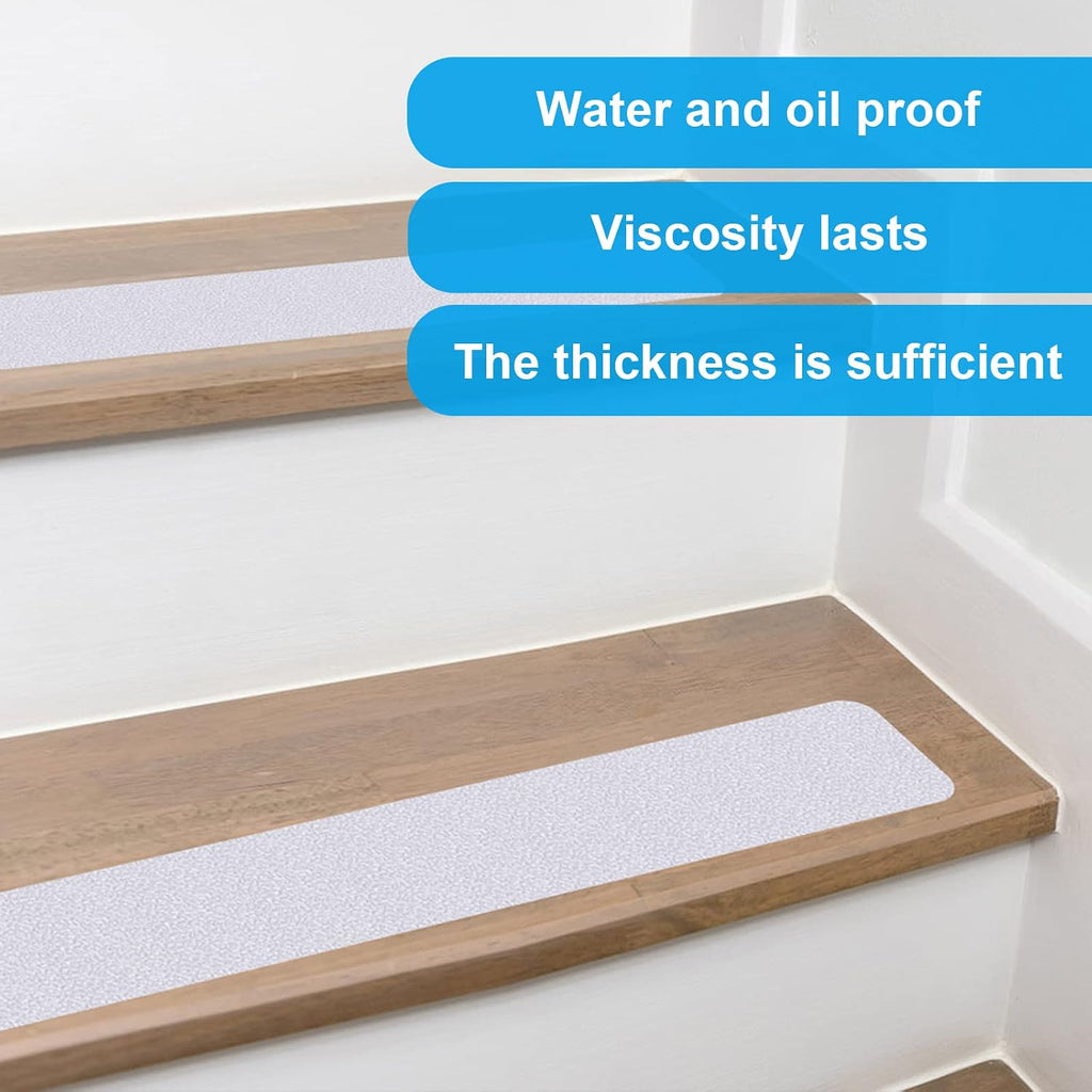 Non-Slip Stair Treads Tape Set, (15-Pack, 32"x4") Clear Anti-Slip Indoor Strips Adhesive Stair Safety Treads for - Set of 15