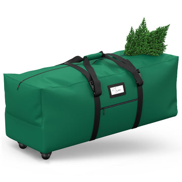 Rolling Christmas Tree Storage Bag, Fits Up to 7.5 ft Artificial Xmas Disassembled Trees. Extra Large Storage