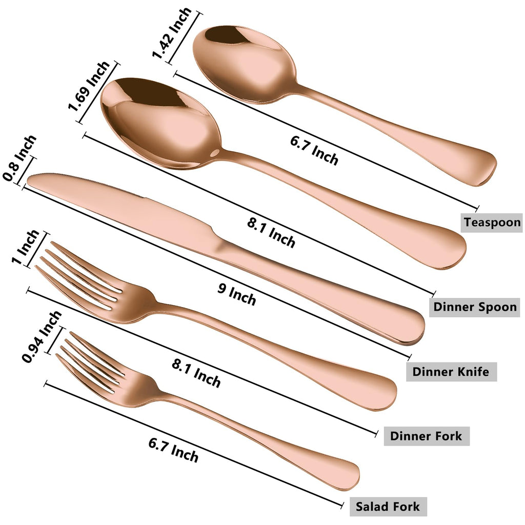 Rose Gold Silverware Set for 4, Flatware Cutlery Set 20 Piece