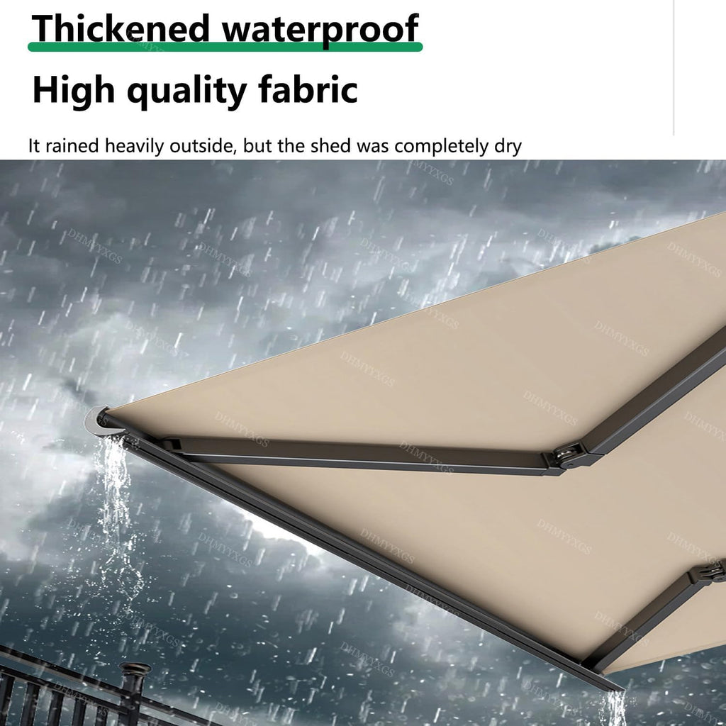 Motorized Retractable Electric Awning Canopy , Garden, Deck & Balcony - UV & Water-Resistant Fabric, Adjustable